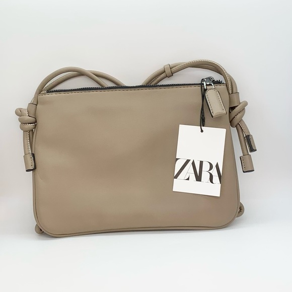 NWT Zara Crossbody Bag Taupe Brown-Gray Purse - Picture 3 of 8